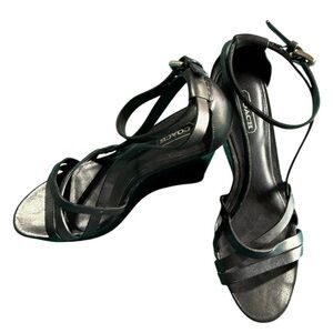Coach Women's Black Wedge Sandals
